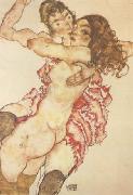 Egon Schiele Two Girls Embracing (Two Friends) (mk12) painting